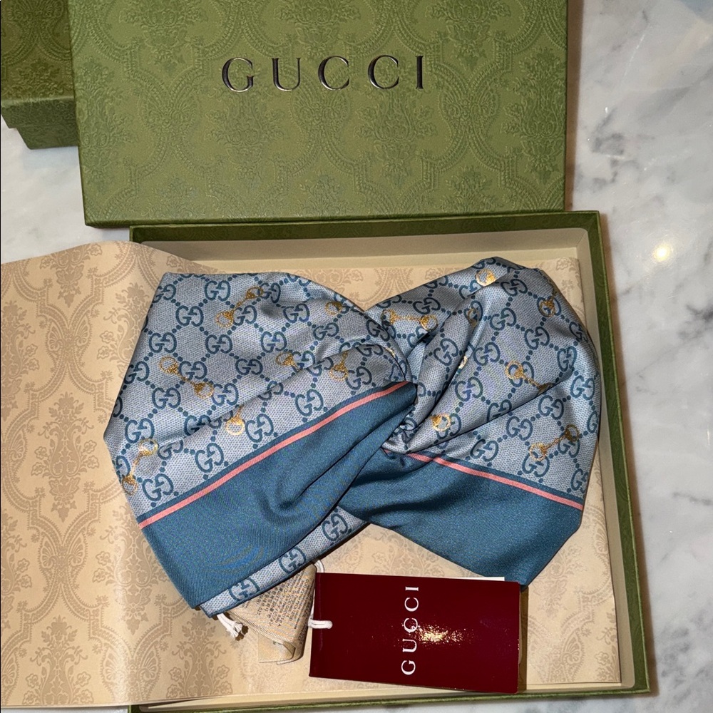 Gucci GG silk headband with horsebit